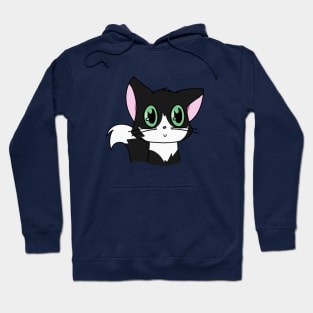 Cute Black and White Cat With Green Eyes Hoodie